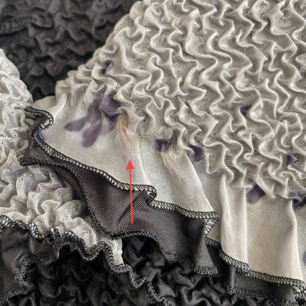 Yoshiki Hishinuma Star Collar Crinkle Blouse Black Silver Asymmetric Hem Size 2 - Picture 9 of 9